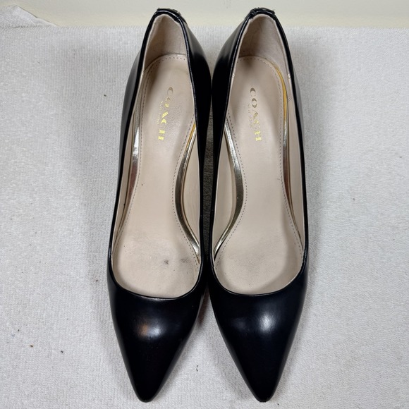 Coach Shoes - COACH Sloan Black Leather Kitten Heel Pump - Size 7 B Classic Luxury Old Money